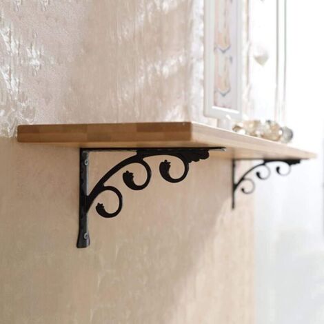 Set di 2 staffe per mensole a muro, supporti per installazione mensole, staffe in metallo resistenti, supporti triangolari ad angolo retto di 90 gradi (12 × 15 cm)