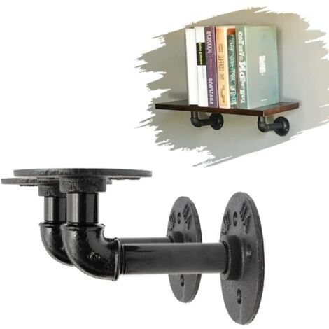 Set di 2 staffe per mensole a parete, 15 x 8 cm, staffe angolari in metallo stile industriale retrò, staffe per mensole a flangia da pavimento per soggiorno/camera da letto/studio.