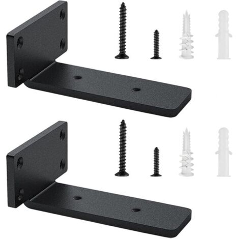 Set di 2 staffe per mensole flottanti da 15 cm, supporti per mensole resistenti, staffe industriali per mensole con viti abbinate, staffe angolari per mensole, capacità di carico 75 kg (nero)