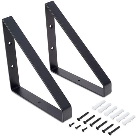 Set di 2 staffe triangolari in metallo nero per mensole, staffe ad angolo retto, connettori industriali per appendere mobili