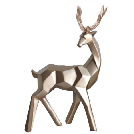 Set di 2 statuette moderne di cervi in resina per decorare casa, ufficio o armadio (oro)