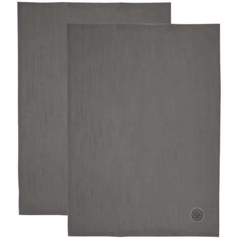 Set di 2 strofinacci da cucina in cotone grigio, 70x50 cm.