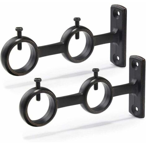 Set di 2 supporti doppi per asta per tende con ganci per soggiorno, camera da letto e aste per tende