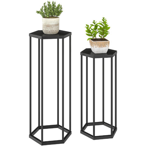 Set di 2 supporti per piante per interni ed esterni, portavaso esagonale in metallo per giardino, patio e balcone.