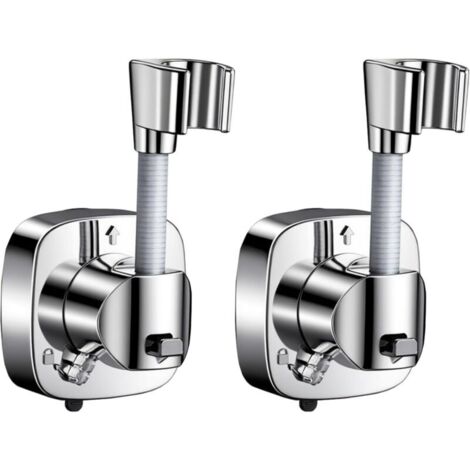 Set di 2 supporti per soffione doccia, non richiedono forature, regolabili a 360°, con potente ventosa, per soffioni doccia, doccette e soffioni a parete.