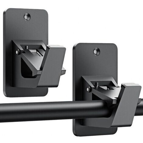 Set di 2 supporti universali per asta per tende, senza bisogno di forare, autoadesivi 3M, fino a 13,6 kg, senza bisogno di chiodi, per bagno, camera da letto, soggiorno, cucina (2 pezzi, neri)