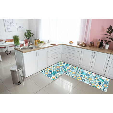 Set di 2 tappeti da cucina antiscivolo e lavabili in lavatrice passatoia multiuso  420 - 50x80+50x160