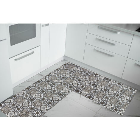Set di 2 tappeti da cucina antiscivolo e lavabili in lavatrice passatoia multiuso  Brownie - 50x60+50x120