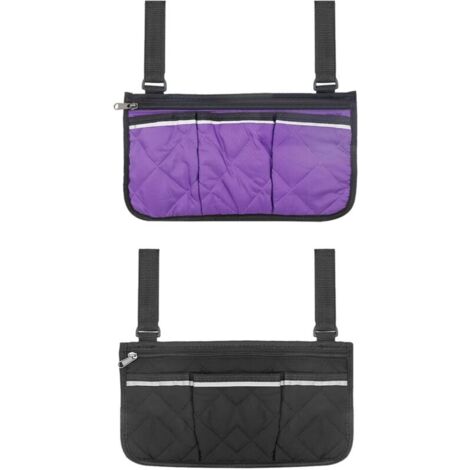 Set di 2 tasche per braccioli, borse portaoggetti per sedie a rotelle, borse portaoggetti multitasche, tasche sospese con strisce riflettenti