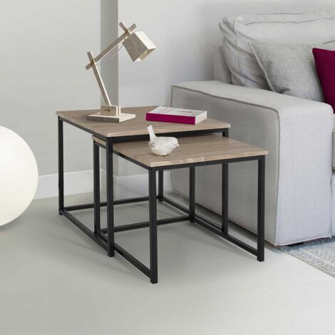 Set di 2 tavolini bassi impilabili DETROIT 40/45 dal design industriale