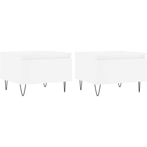 Set di 2 tavolini da caffè con cassetto 50 x 46 x 35 cm in legno ingegnerizzato bianco e metallo DEC040305