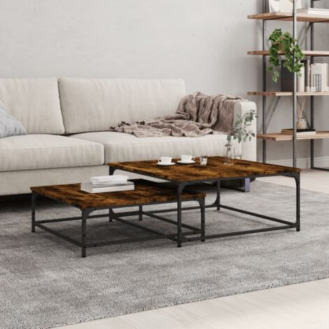 EASYCOMFORT Tavolino da Salotto Stile Nordico con 2 Cassetti, Mobiletto  Moderno Casa e Ufficio, Bianco e Rovere, 110x50x45cm