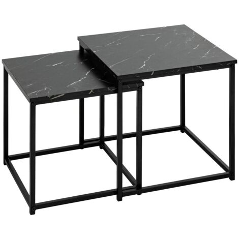 Set di 2 tavolini jones effetto marmo nero l37 33cm - Atmosphera créateur d'intérieur