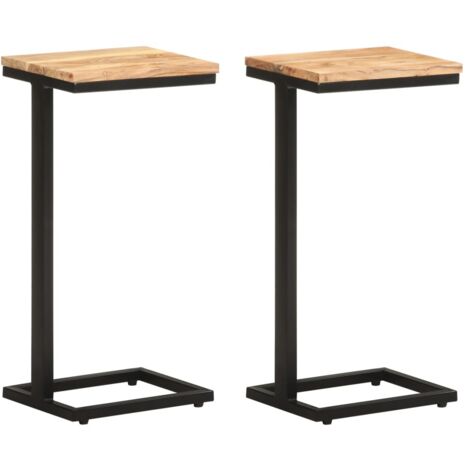 Set di 2 tavolini porta piante 31,5 x 24,5 x 64,5 cm legno di acacia e ferro DEC032607