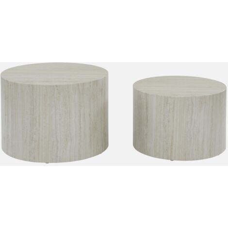 Set di 2 tavolini rotondi con effetto marmo