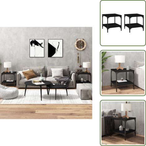 Set di 2 Tavolini，Tavolini da Salotto，Tavolini bassi Nero 40x40x40 cm in Legno Multistrato ASFV309834 MaisonChic