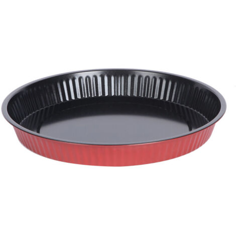 Set di 2 teglie per pizza, tortiera diametro 25 cm, acciaio, rivestimento antiaderente, nero