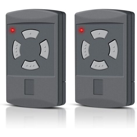 Set di 2 telecomandi per porte da garage - 40,685 MHz - Compatibili con Hörmann HSM4-40, HSM2-40, HS2-40, HS4-40, HSE2-40, HSE4-40, Pulsante grigio - 4 canali