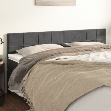 Set di 2 Testiera elegant - Testate e armadi Grigio Scuro 80x5x78/88 cm in Velluto BV998332 - BonneVie