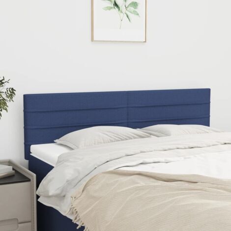 Set di 2 Testiera Letto,Testiera da Parete Blu 72x5x78/88 cm in Tessuto -ITC43780