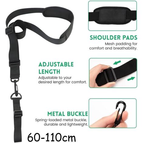 Set di 2 tracolle per tosaerba, cinghia posteriore, telaio laterale, allargato e ispessito, adatto per decespugliatori, accessori da giardino, nero