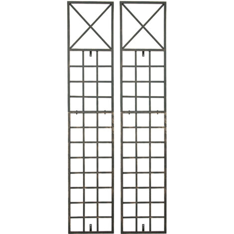 Set di 2 tralicci decorazione murale rose da giardino piante rampicanti bronzo metallo 100003848