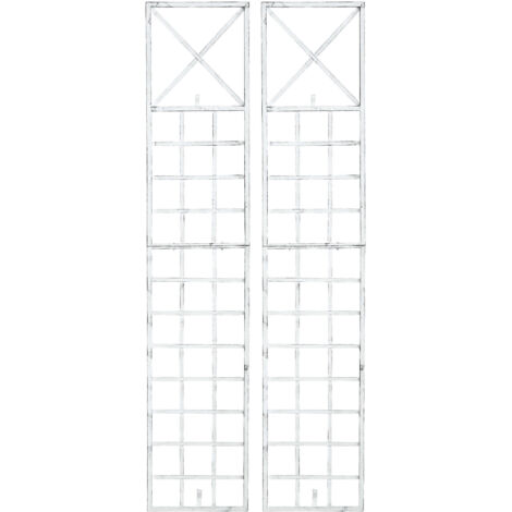 Set di 2 tralicci decorazione murale rose da giardino piante rampicanti metallo bianco invecchiato 100003847