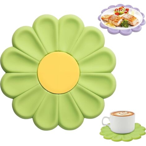 Set di 2 treppiedi a forma di margherita per pentola calda e posate, treppiede da cucina in silicone da 17 cm, tovaglietta resistente al calore per pentola calda e padelle, tovaglietta creativa multiu