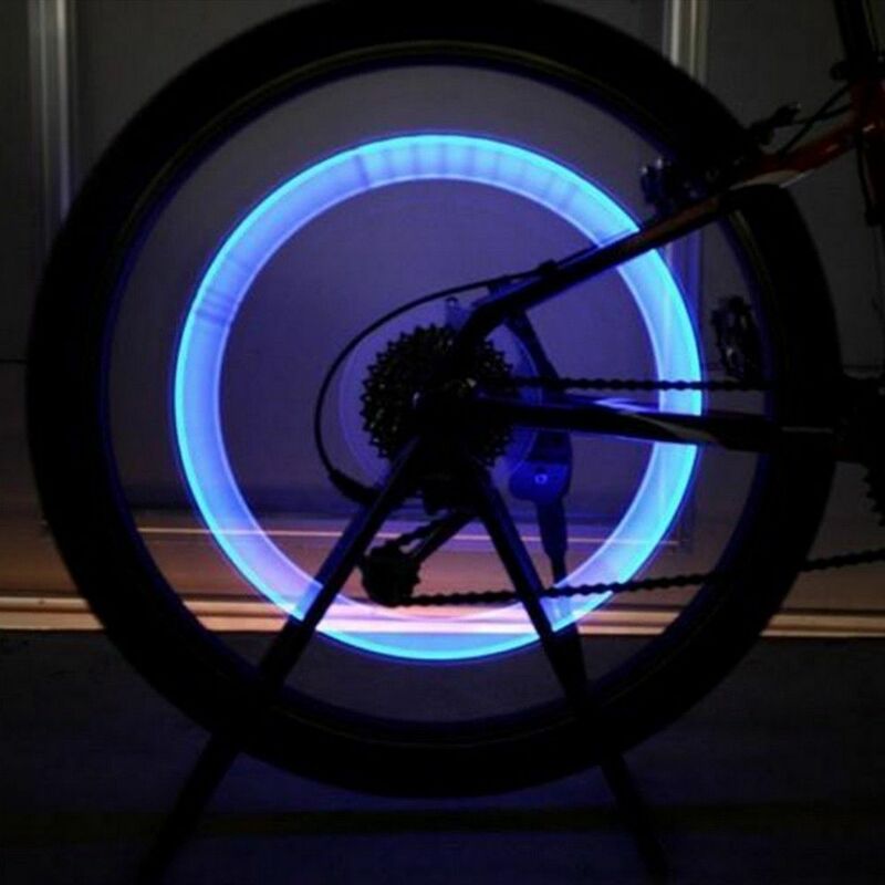Image of Set di 2 valvole a led per ruote di bici/moto/auto Blu - Bleu