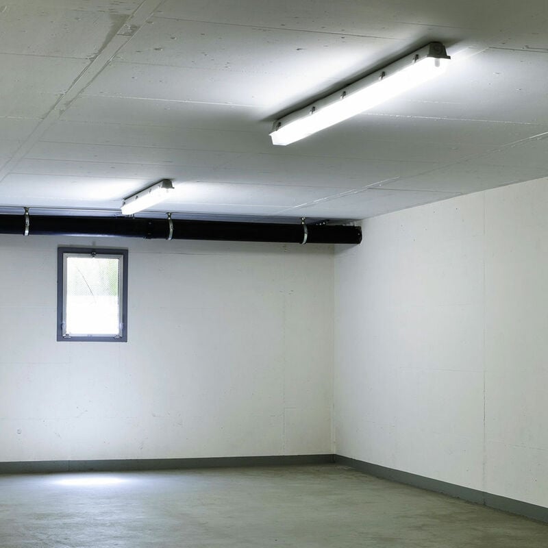 Image of Etc-shop - Set di 2 vasche led, plafoniere, magazzini, garage, illuminazione, bianco neutro, lampada per ambienti umidi