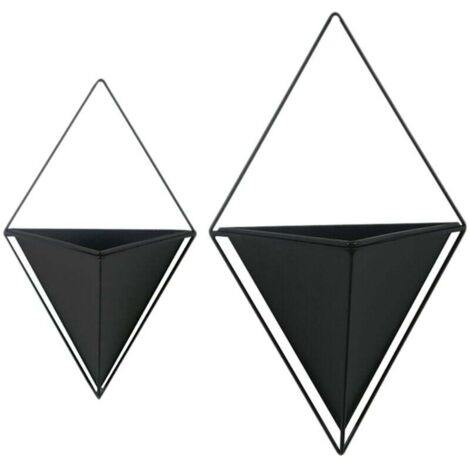 Set di 2 vasi triangolari sospesi per uso interno ed esterno, cesti moderni per piante da fiore, triangolari, realizzati in ferro