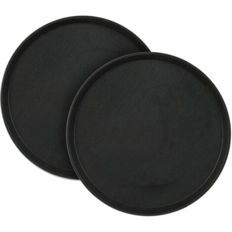 Set di 2 vassoi tondi neri antiscivolo, diametro 40 cm, ideali per ristoranti, caffè ed eventi professionali
