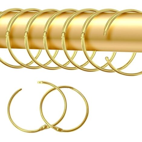 Set di 20 anelli apribili per tende, anelli per tende da 50 mm, anelli per tende, clip per tende da doccia, clip in metallo per tende e bastoni per tende (oro)