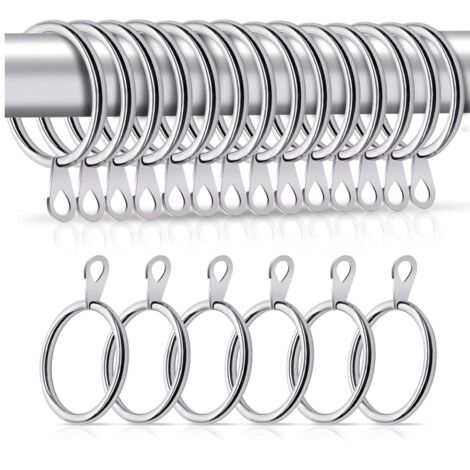 Set di 20 anelli per tende in metallo con diametro interno di 32 mm e occhielli per aste per finestre, tende da doccia, tende decorative – Anelli resistenti e antiruggine – Argento