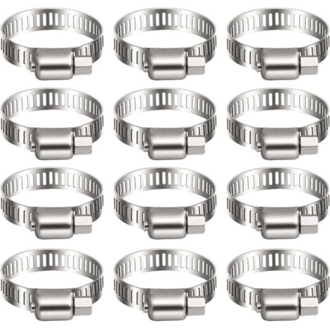 Set di 20 fascette stringitubo, regolabili da 13 a 19 mm, in acciaio inox 304, in metallo, per tubi flessibili, tubi del gas, tubi dell'acqua e cavi.