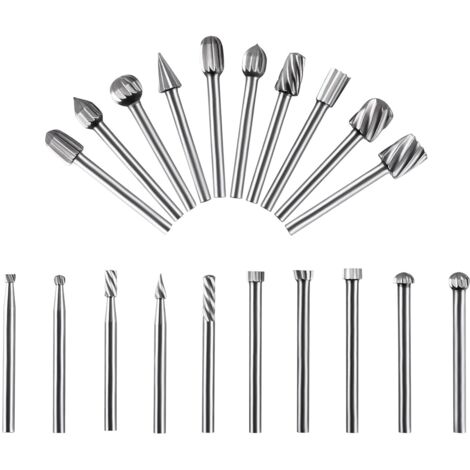 Set di 20 frese in carburo compatibili con frese rotanti da 3 mm, utensili per intaglio in acciaio rapido per incisione su legno, foratura, lucidatura di metalli, rettifica