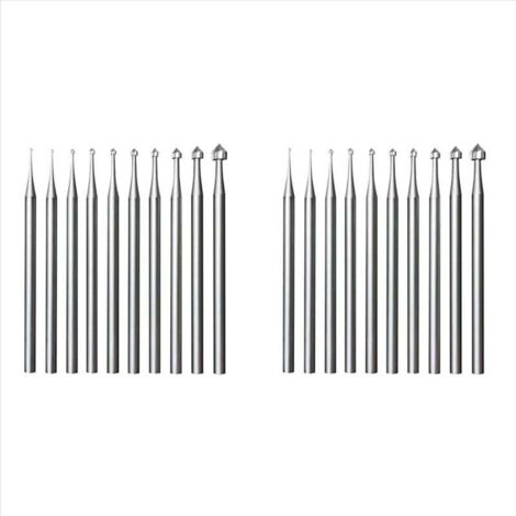 Set di 20 frese per incastonatura di gioielli - gambo da 3/32", frese per pietre cilindriche e coniche, utensili lapidari