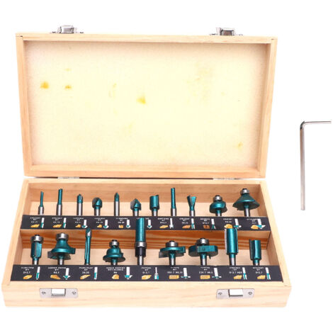 Set di 20 frese per legno da 1/4" - Strumenti per principianti - Frese per legno di qualità industriale - Scatola di legno