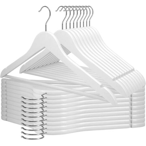 Set di 20 grucce in legno bianco  44,5 x 22 cm per gruccia  Gancio girevole a 360°