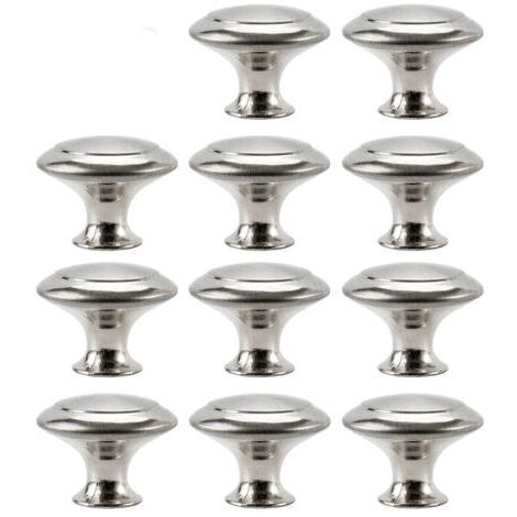 Set di 20 maniglie rotonde per ante di mobili in nichel spazzolato, realizzate in acciaio inox, con viti, adatte per cucine, bagni e camere da letto (argento).