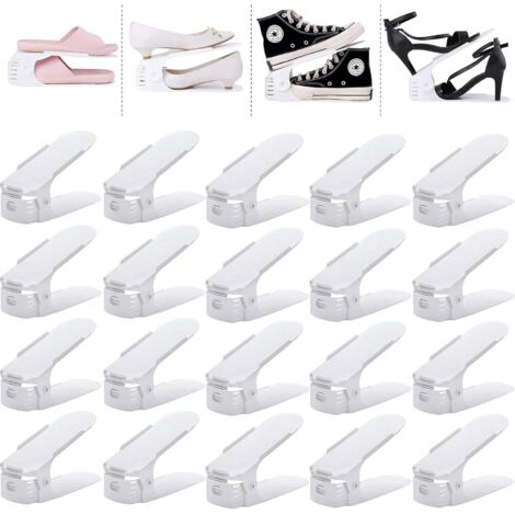 Set di 20 organizer per scarpe regolabili, risparmio del 50% di spazio, scarpiera a due livelli per l'organizzazione dell'armadio
