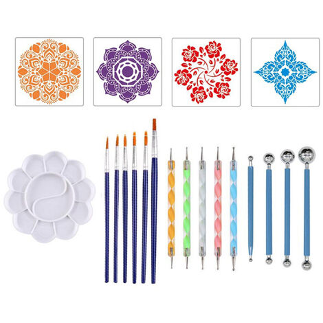 Haude 40Pcs Mandala Punteggi Set di Strumenti Kit per Pittura su Roccia Dot Art Pen Paint Stencil Gift 