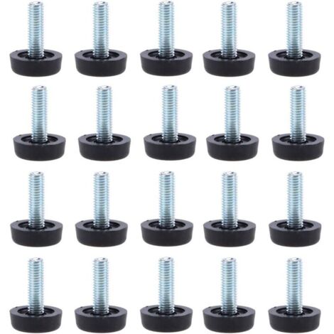 Set di 20 piedini di livellamento per mobili - M8 x 24mm, protezioni per gambe del tavolo regolabili con barra filettata, 24mm, piedino livellatore avvitabile per mobili