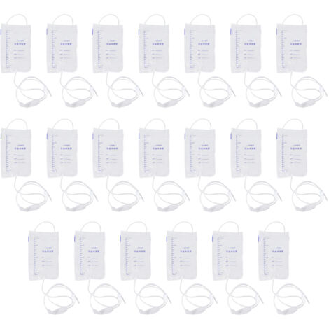 Set di 20 sacche per clistere in silicone trasparente per alleviare la stitichezza, complete di tubo e flessibile per l'uso domestico e in viaggio.