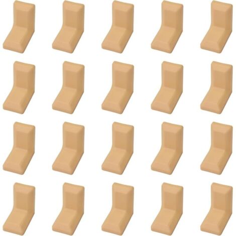 Set di 20 staffe angolari a L in acciaio zincato con coperture in plastica ABS beige, adatte per armadi e scaffali.