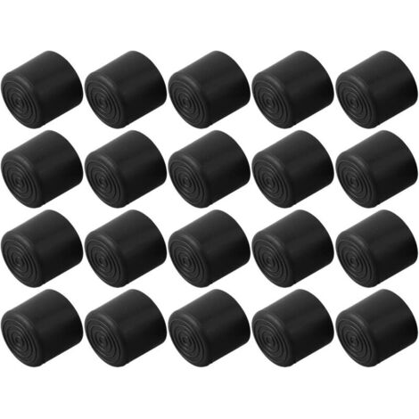 Set di 20 tappi in gomma per gambe di tavoli da terra, antigraffio, in PVC nero (22 mm)