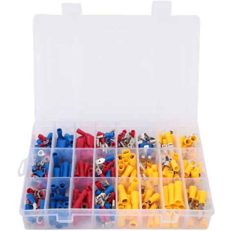 Set di 200/300/360 pezzi di terminali a crimpare a forcella assortiti, kit di connettori per cablaggio elettrico isolato (300, DUBUNS)