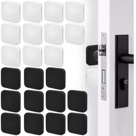 Set di 22 fermaporta da parete, 40 x 10 mm, fermaporta in silicone bianco e nero, fermaporta autoadesivi, cuscinetti protettivi quadrati, protezioni per pareti