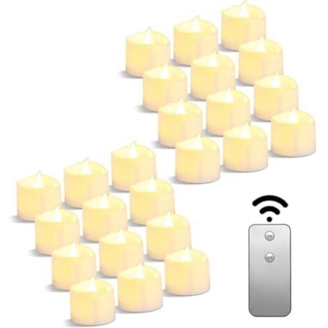 Set di 24 candele tealight a LED, telecomandate, a batteria, 3,8 x 3,8 cm, per feste di matrimonio, Halloween, Natale, decorazioni per la casa