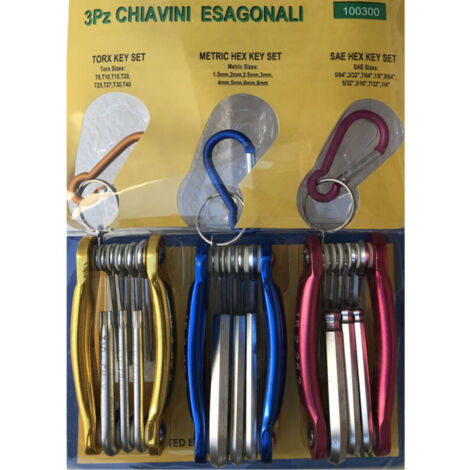Set di 24 chiavi Torx pieghevoli con testa esagonale, sferica e a sfera.